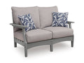 Cove Beach Outdoor Loveseat with Cushion in Gray, angle view