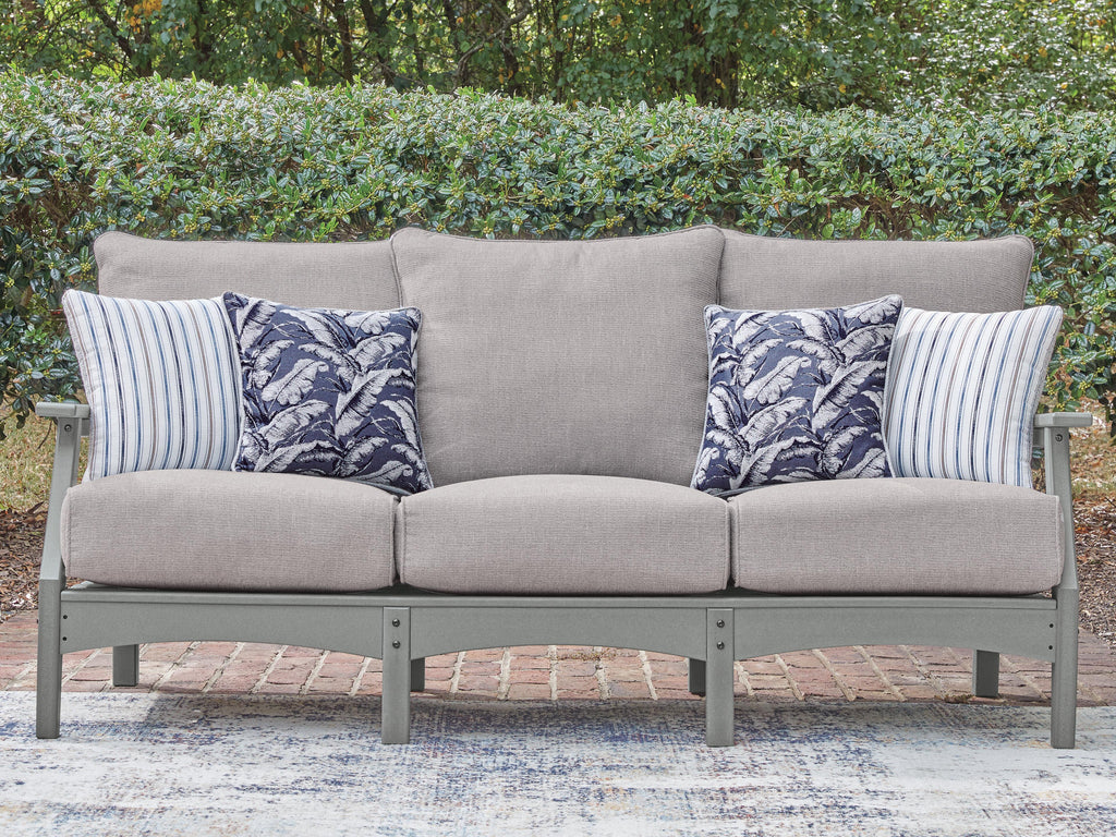Cove Beach Outdoor Sofa with Cushion in Gray, lifestyle view