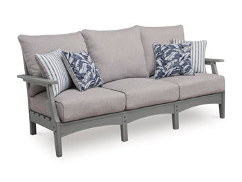 Cove Beach Outdoor Sofa with Cushion in Gray, angle view