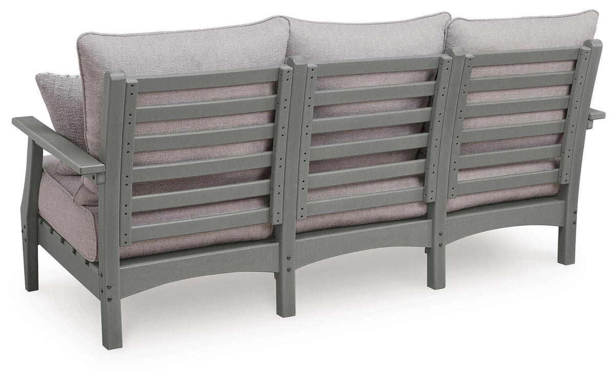 Cove Beach Outdoor Sofa with Cushion in Gray, back view