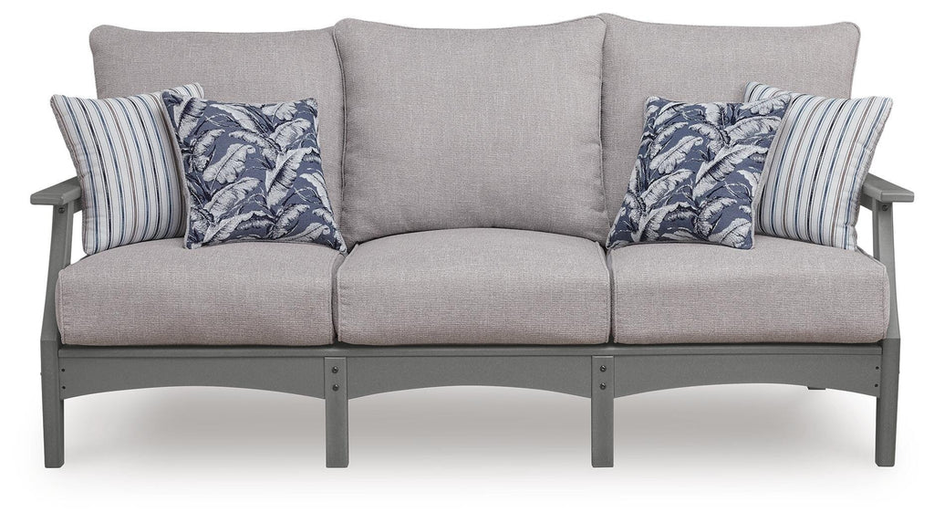 Cove Beach Outdoor Sofa with Cushion in Gray, front view