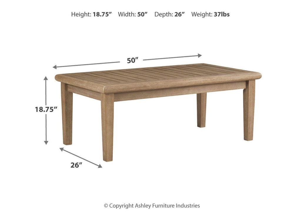 Gerianne Outdoor Coffee Table with 2 End Tables dimensions