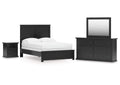 Maribel Full Panel Bed with Mirrored Dresser and Nightstand