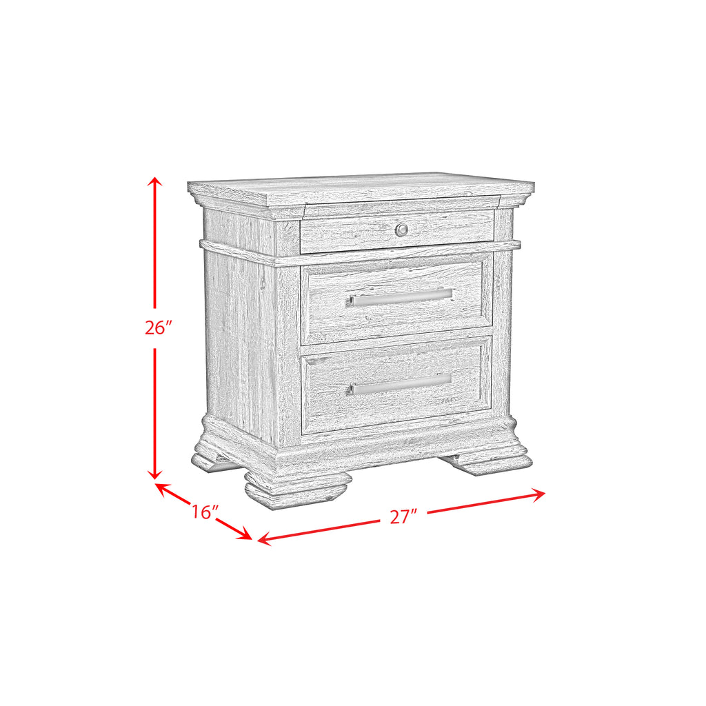 Park Ridge 3-Drawer Nightstand In Charcoal