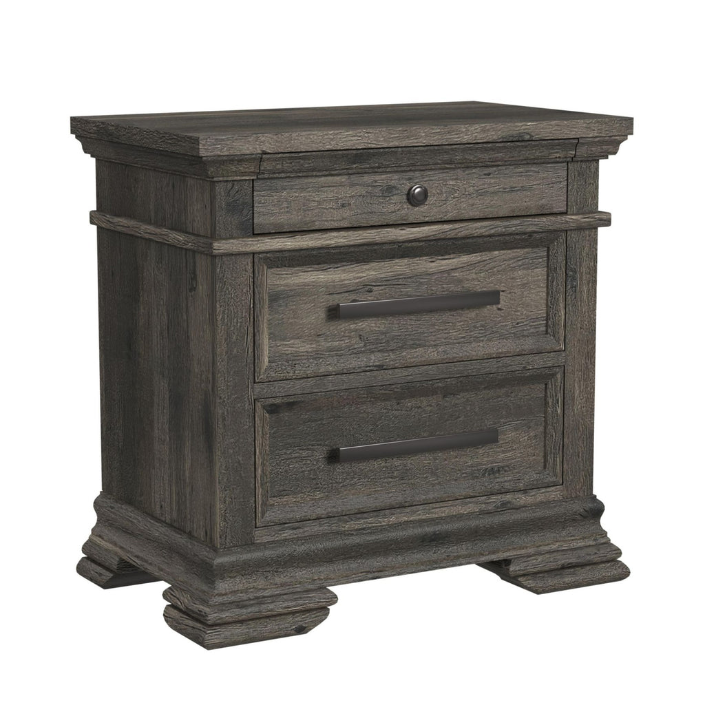 Park Ridge 3-Drawer Nightstand In Charcoal