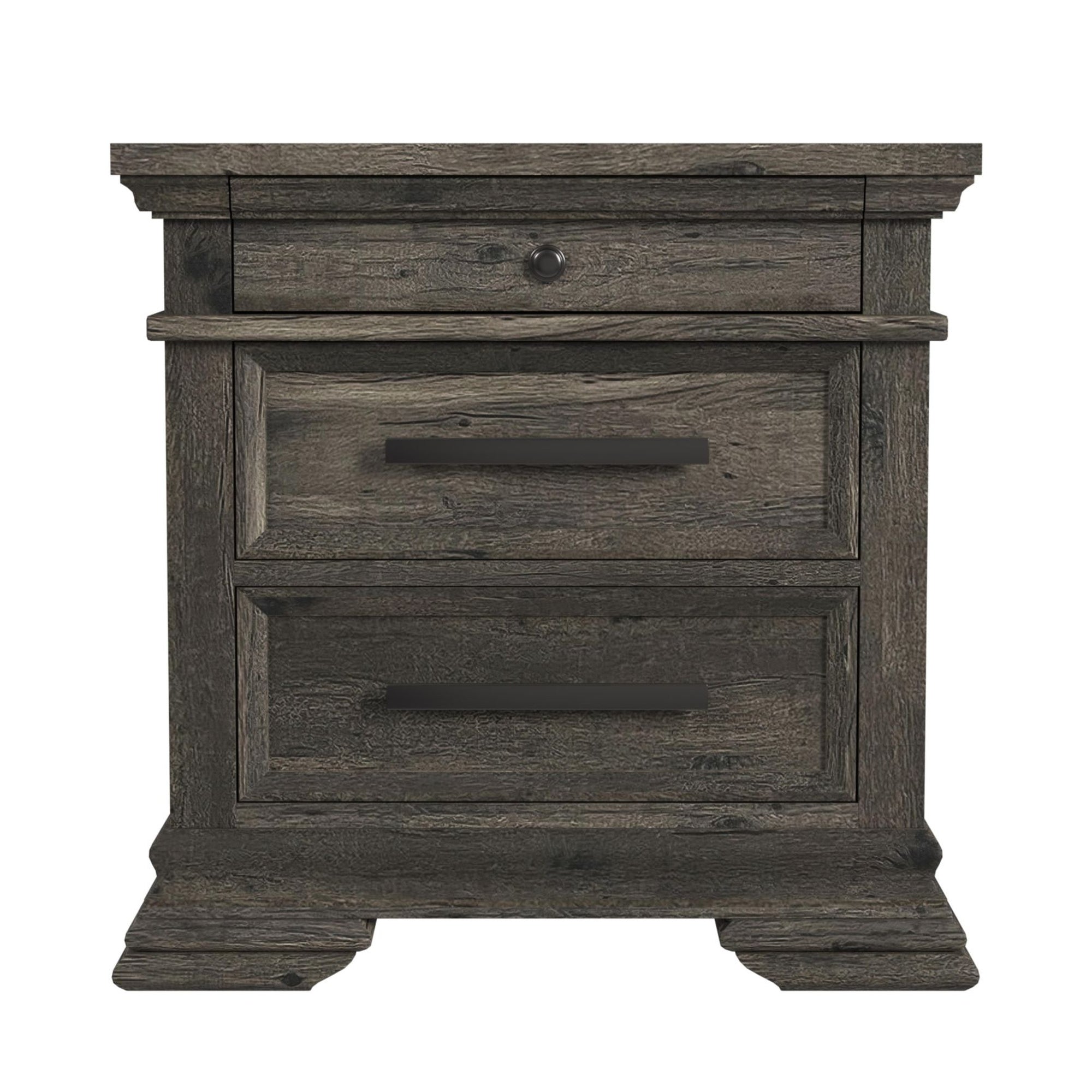 Park Ridge 3-Drawer Nightstand In Charcoal