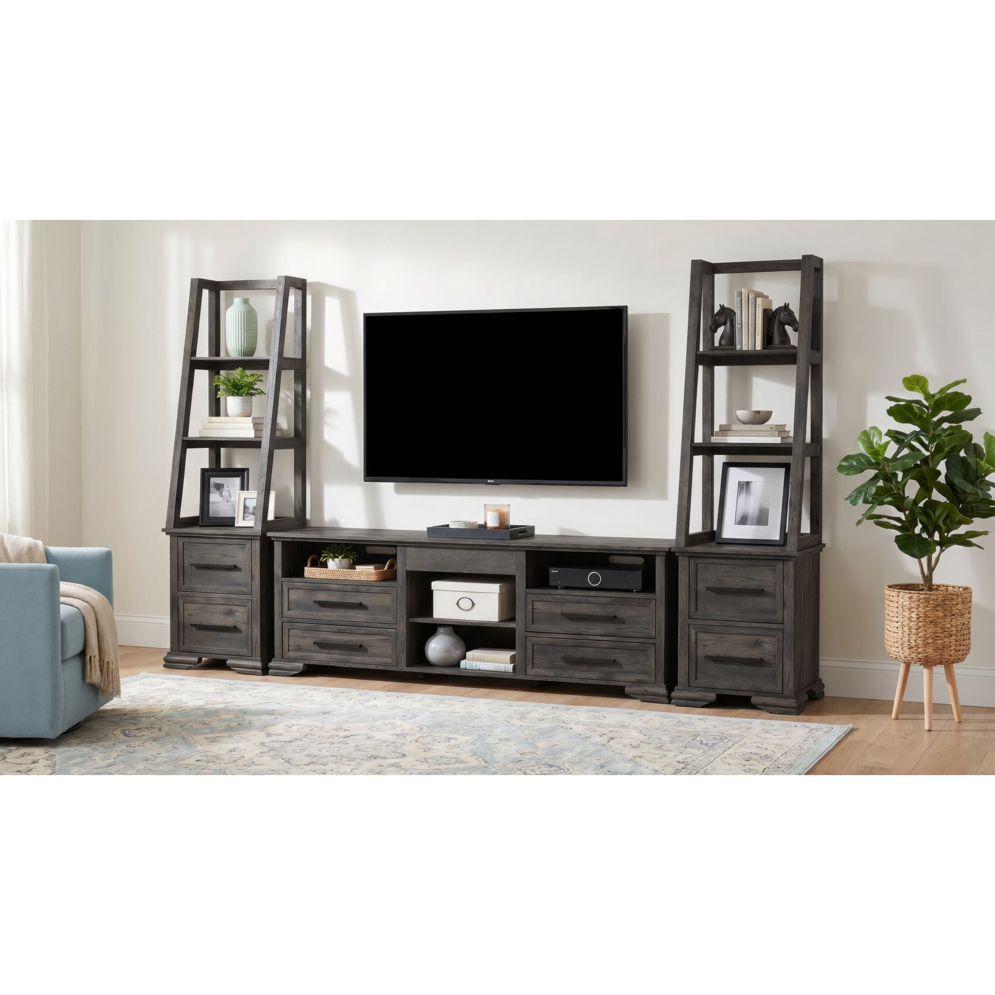 Park Ridge 82'' Tv Console Without Fireplace Insert In Charcoal