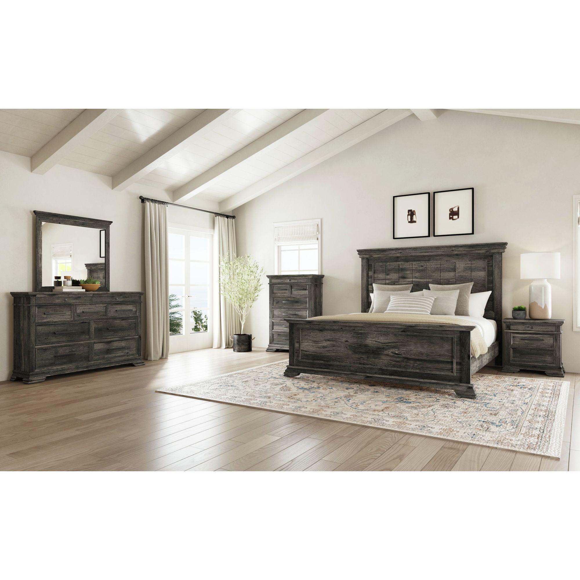 Park Ridge 3-Drawer Nightstand In Charcoal