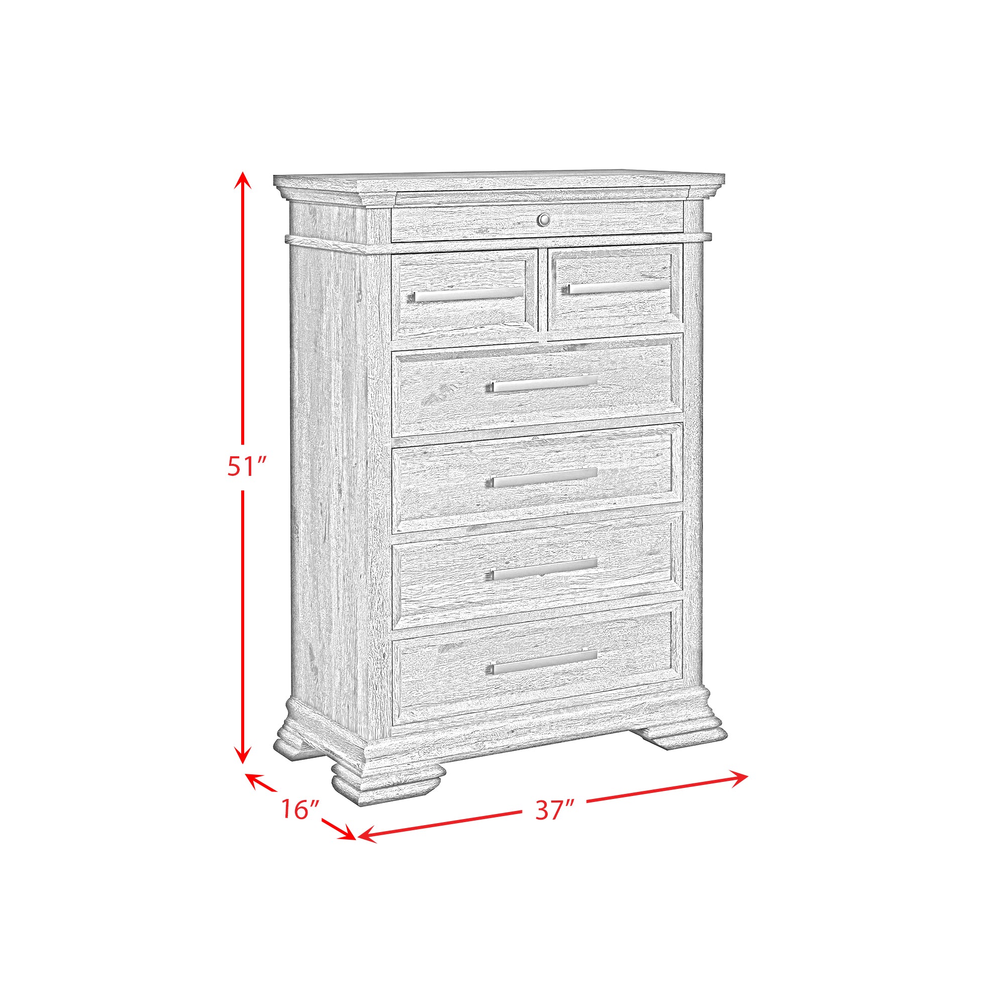 Park Ridge 6-Drawer Chest In Charcoal