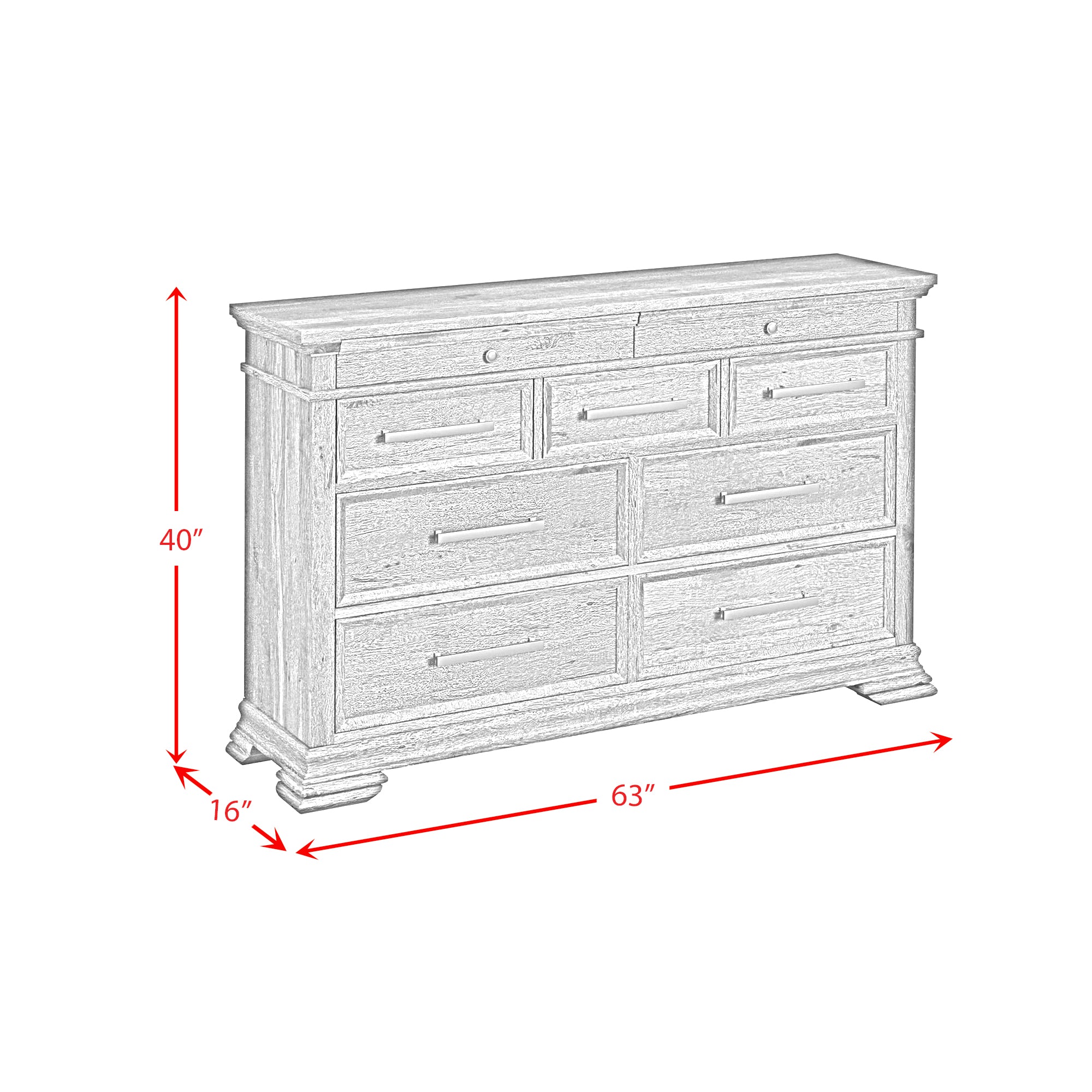 Park Ridge 9-Drawer Dresser In Charcoal