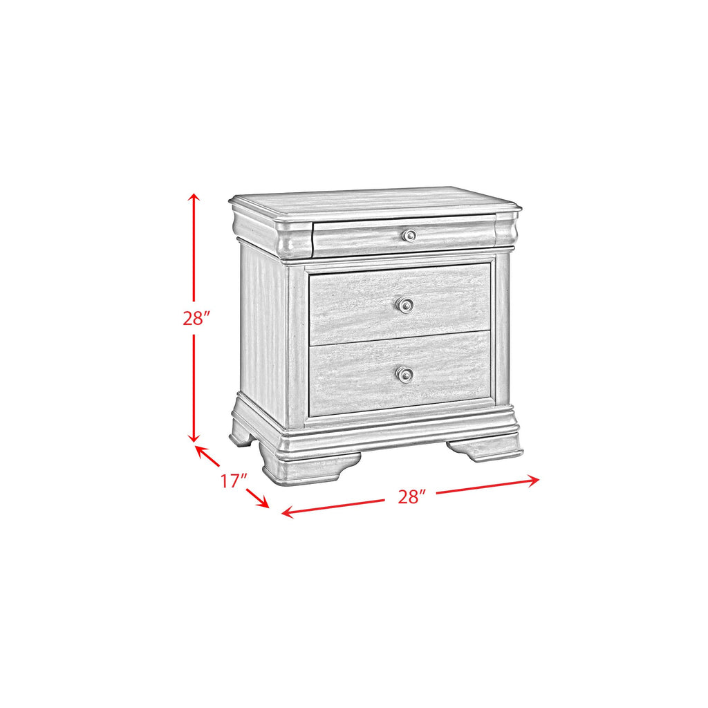 Phillipe 3-Drawer Nightstand With Usb In Cherry