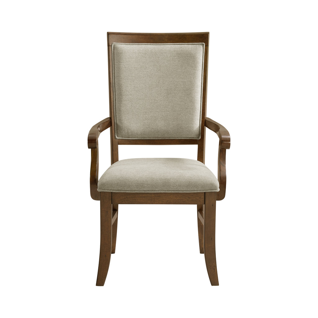 Phillipe Dining Arm Chair With Grey Fabric In Cherry (2 Per Carton)