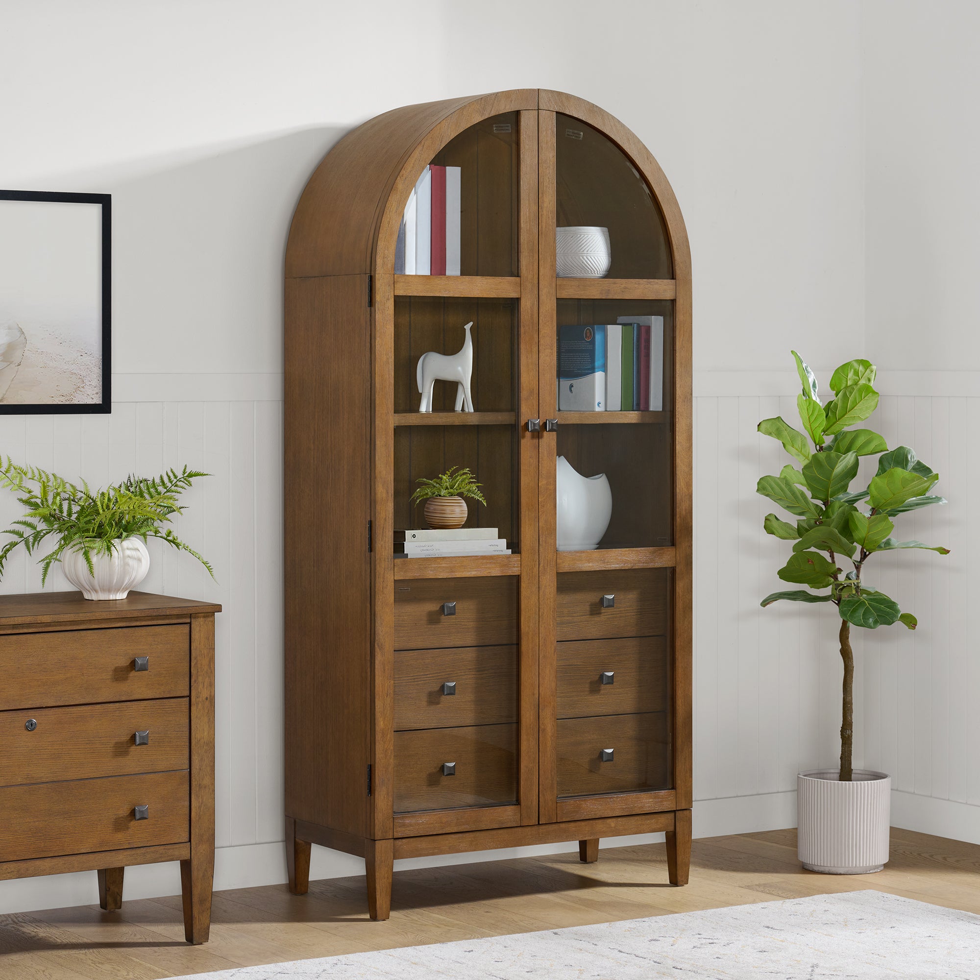 Portico Display Cabinet In Brown Oak