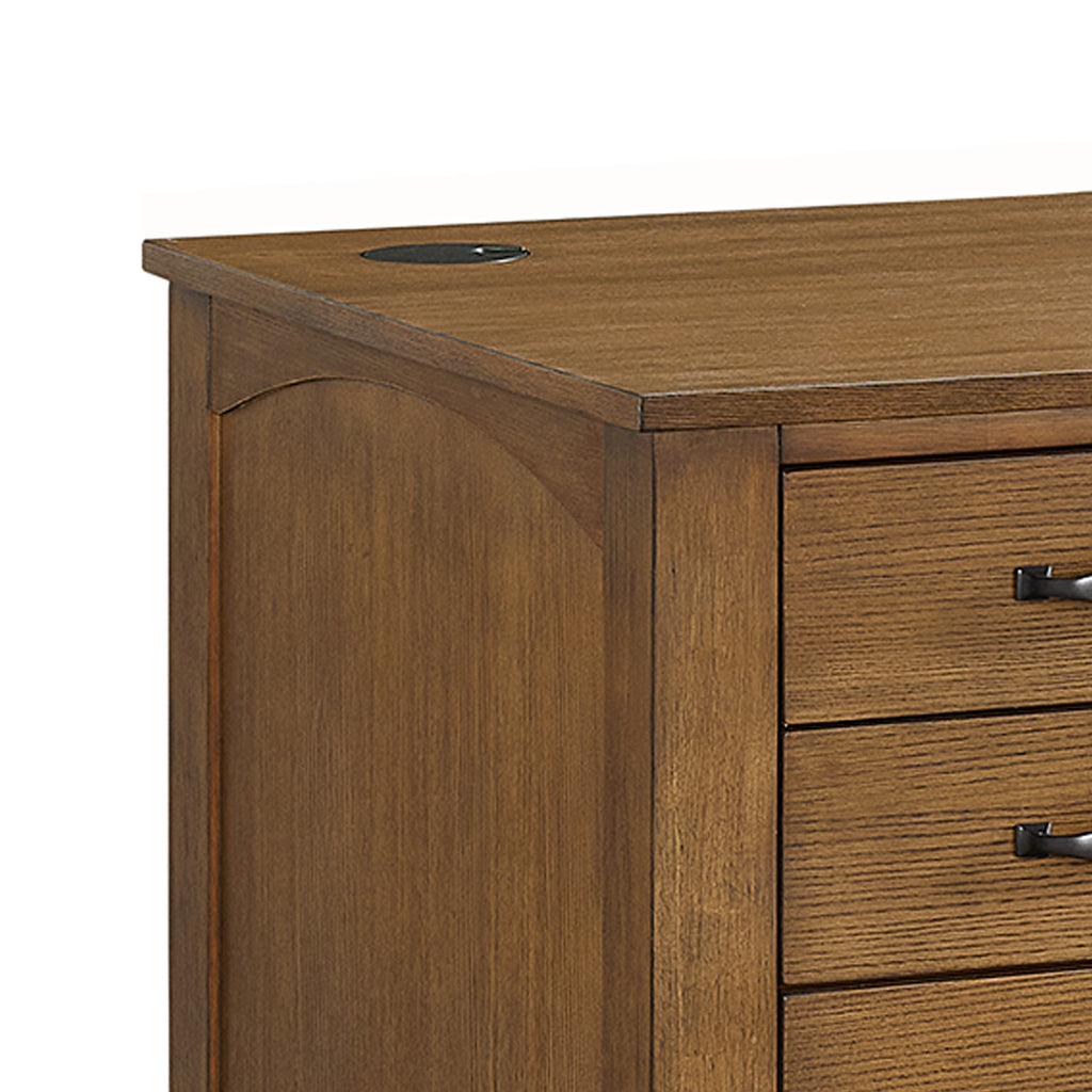 Portico Double Pedestal Desk With Power/Usb In Brown Oak