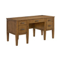 Portico Half Pedestal Desk With Power/Usb In Brown Oak