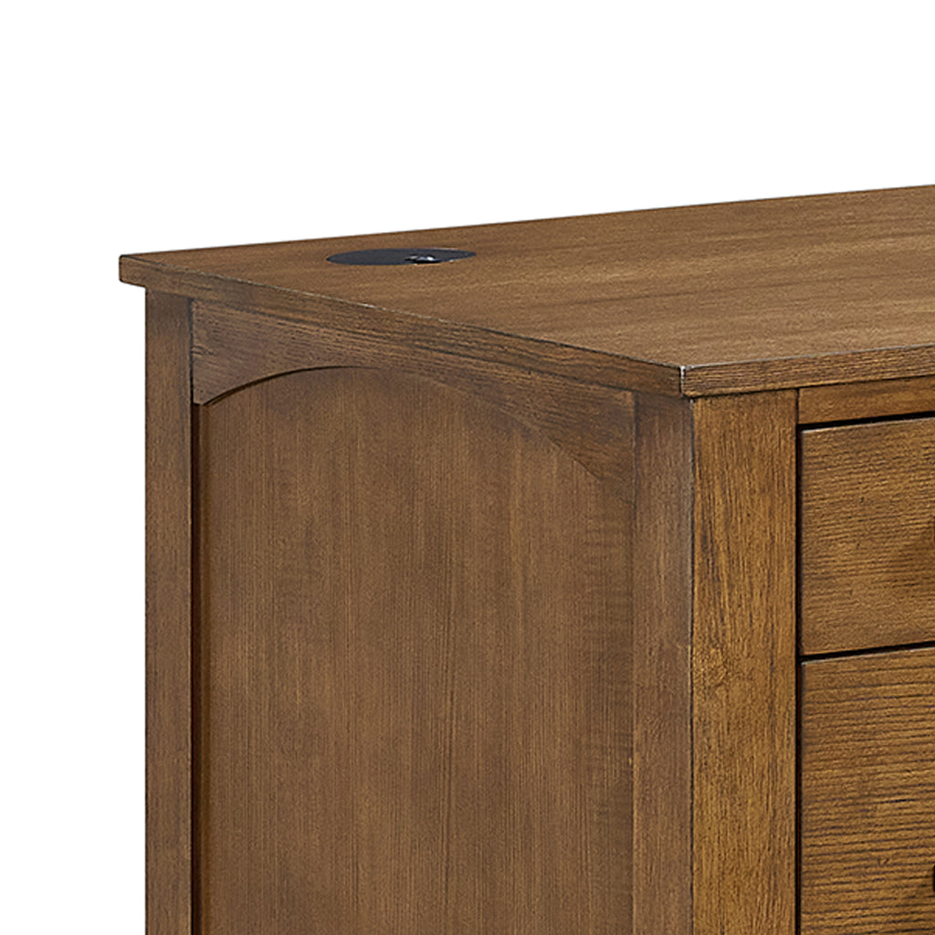Portico Half Pedestal Desk With Power/Usb In Brown Oak
