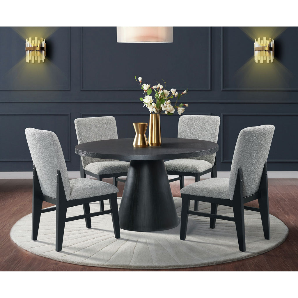 Portland Side Chair With Grey Fabric (Pgy1113-4) In Black (2 Per Carton)