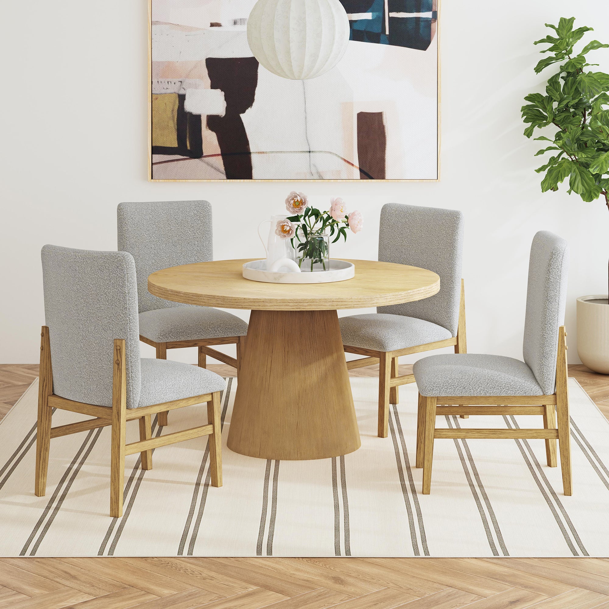 Portland Side Chair With Grey Fabric (Pgy1113-4) In Natural (2 Per Carton)