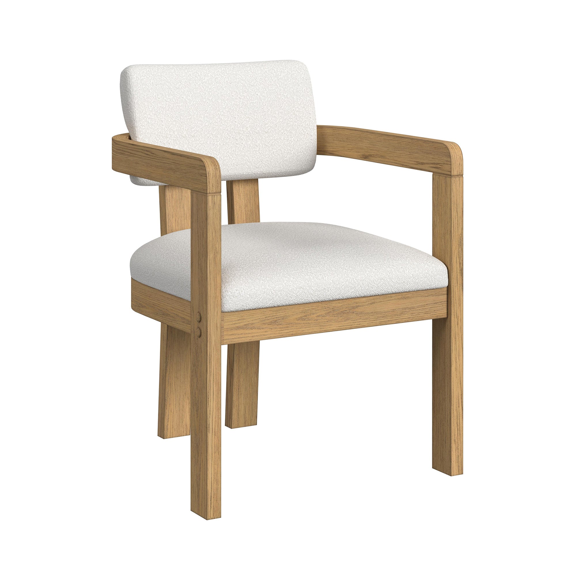 Portland Arm Chair With Snow White Fabric In Natural (2 Per Carton)