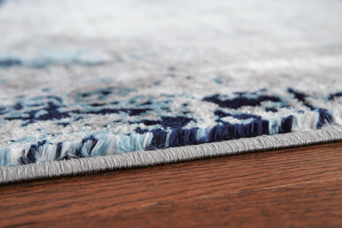 Leonelle 7'10" x 10' Rug in White/Blue/Gray, detail view