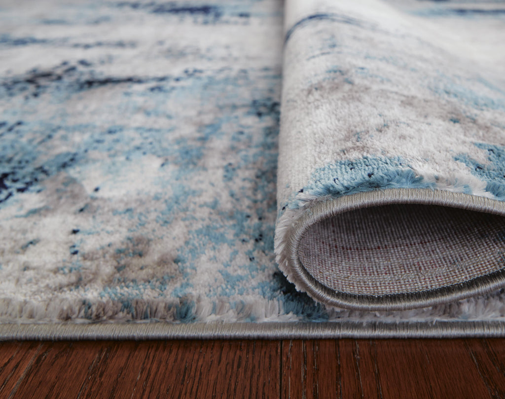Leonelle 7'10" x 10' Rug in White/Blue/Gray, detail view