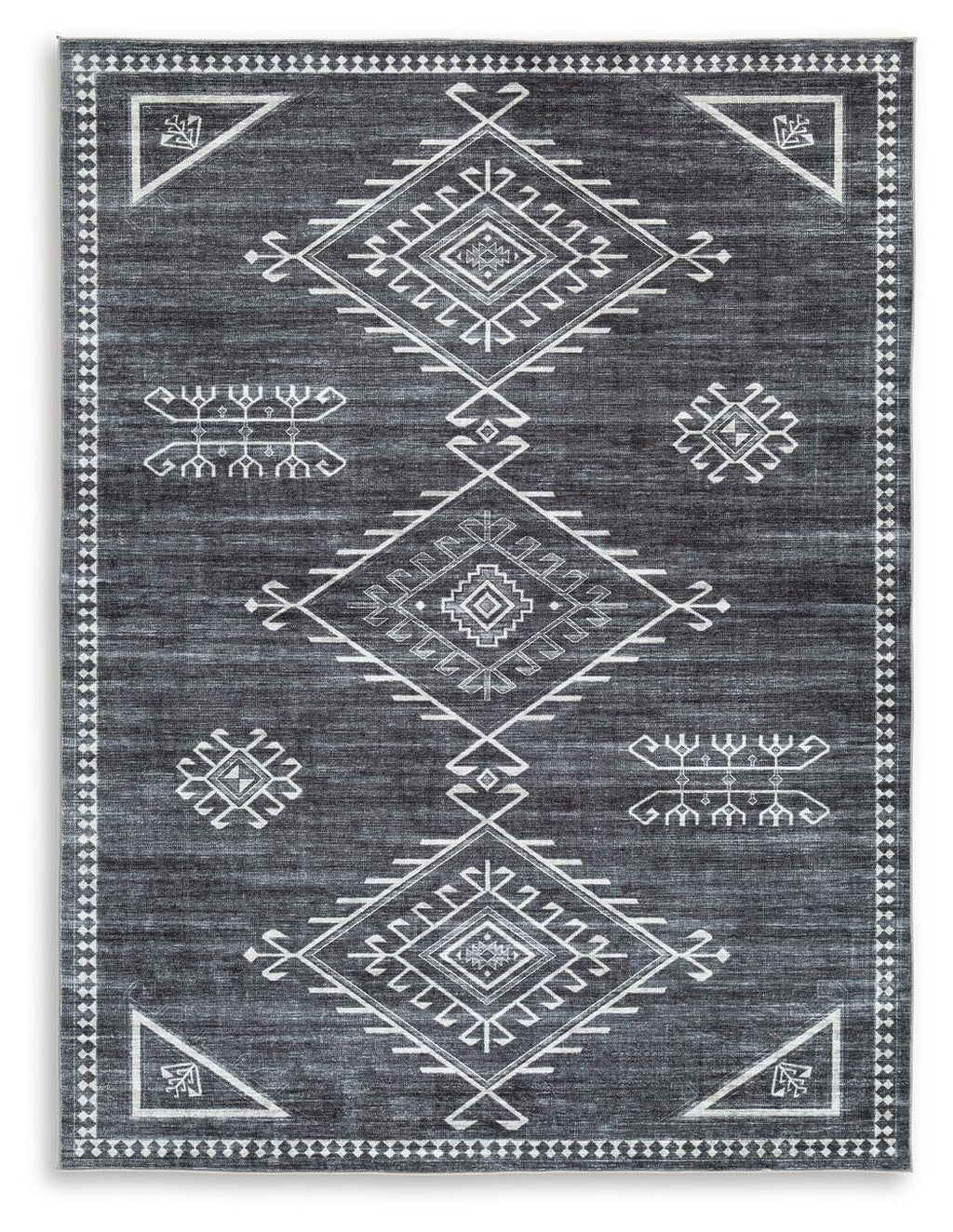 Arloman 5' x 7' Washable Rug in Black/Cream/Gray, alternate view 2