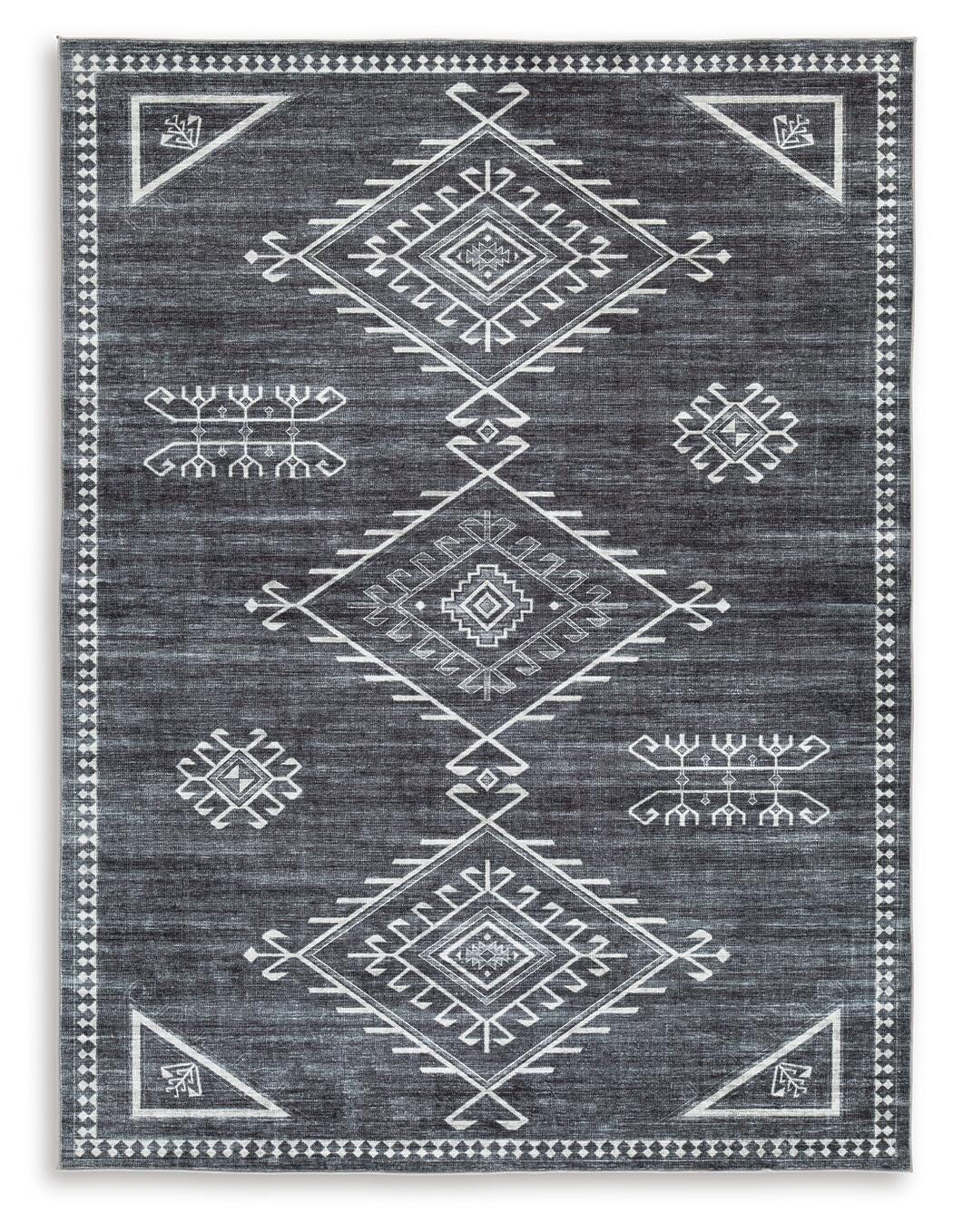 Arloman 5' x 7' Washable Rug in Black/Cream/Gray, alternate view 2