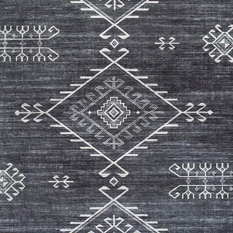 Arloman 5' x 7' Washable Rug in Black/Cream/Gray, fabric swatch