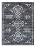 Arloman 5' x 7' Washable Rug in Black/Cream/Gray