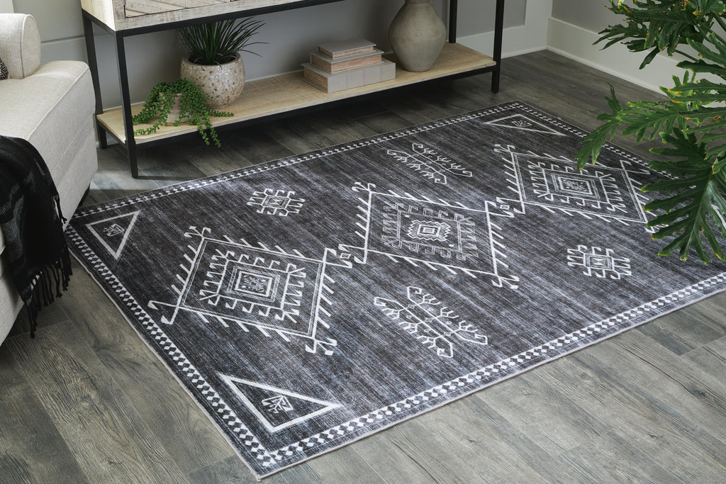 Arloman 5' x 7' Washable Rug in Black/Cream/Gray, alternate view 3