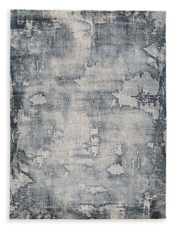 Langrich 5'3" x 7'3" Rug in Blue/Gray/Cream