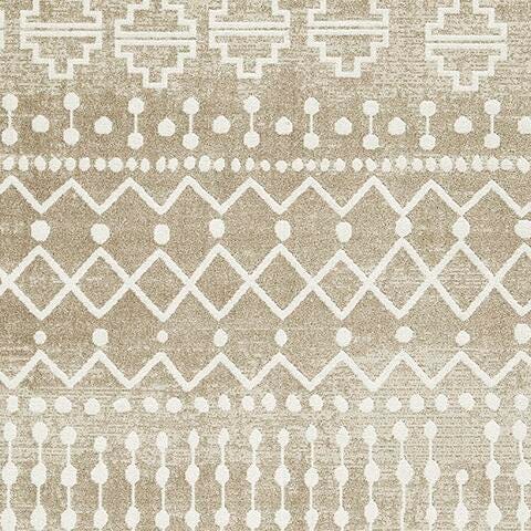 Bunchly 4'11" x 7'2" Washable Rug in Tan/Brown/Cream, fabric swatch