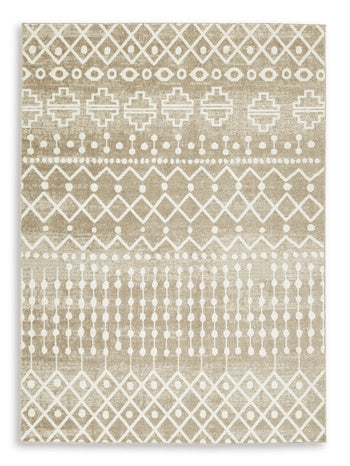 Bunchly 4'11" x 7'2" Washable Rug in Tan/Brown/Cream