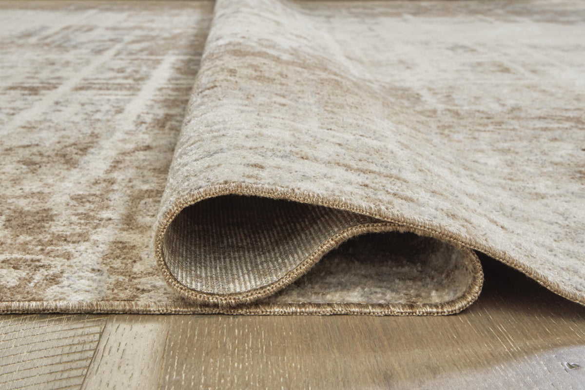 Grifflain 5'1" x 7' Washable Rug in Tan/Brown/Gray, detail view