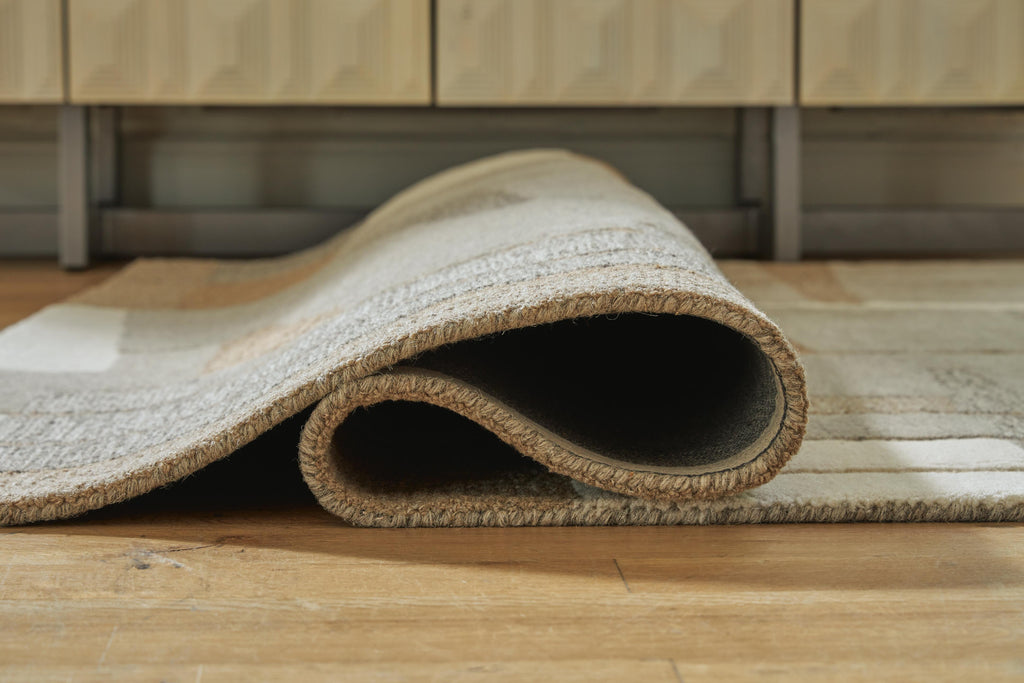 Abbotton 5' x 7' Rug in Taupe/Gray/Caramel, detail view