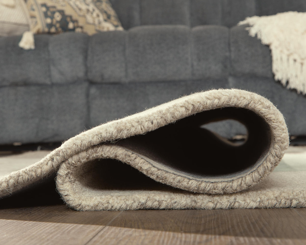Dallane 5' x 7' Rug in Linen/Blue/Green, detail view