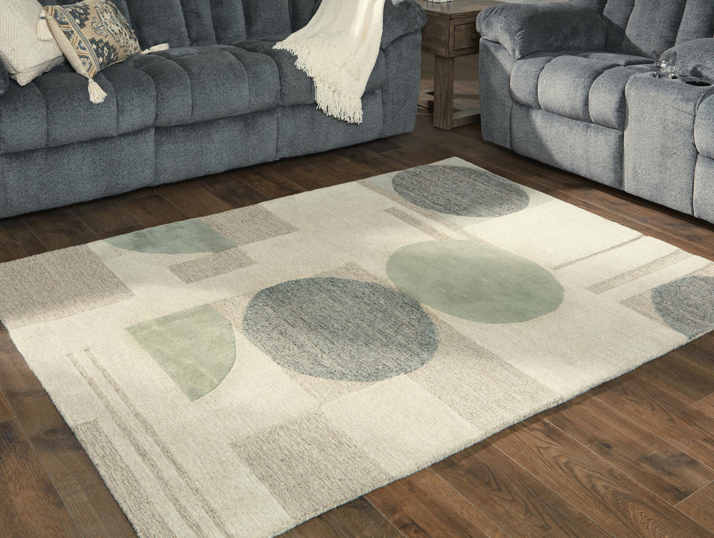 Dallane 5' x 7' Rug in Linen/Blue/Green, alternate view 3