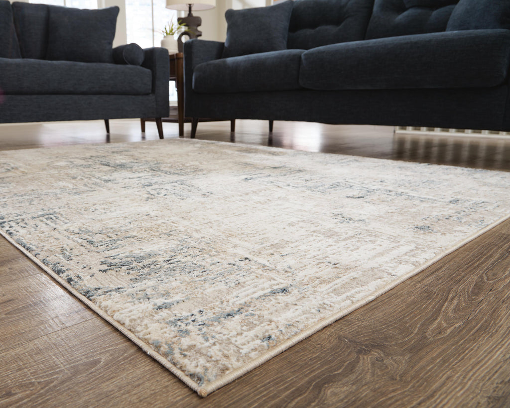 Gentor 8' x 10' Rug in Blue/Ivory, detail view