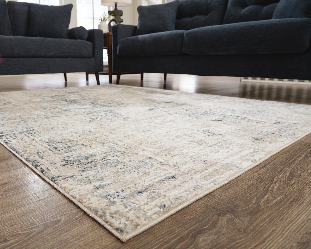 Gentor 8' x 10' Rug in Blue/Ivory, detail view