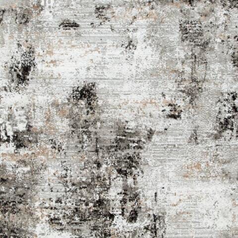 Langwell 10' x 14' Rug in Black/Gray/White, fabric swatch