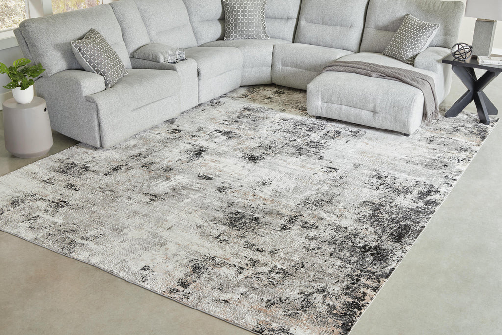 Langwell 10' x 14' Rug in Black/Gray/White