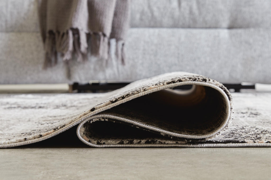 Langwell 5' x 7' Rug in Black/Gray/White, detail view