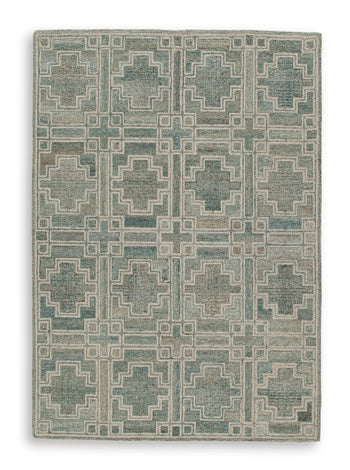 Jossland 5' x 7' Rug in Green/Ivory