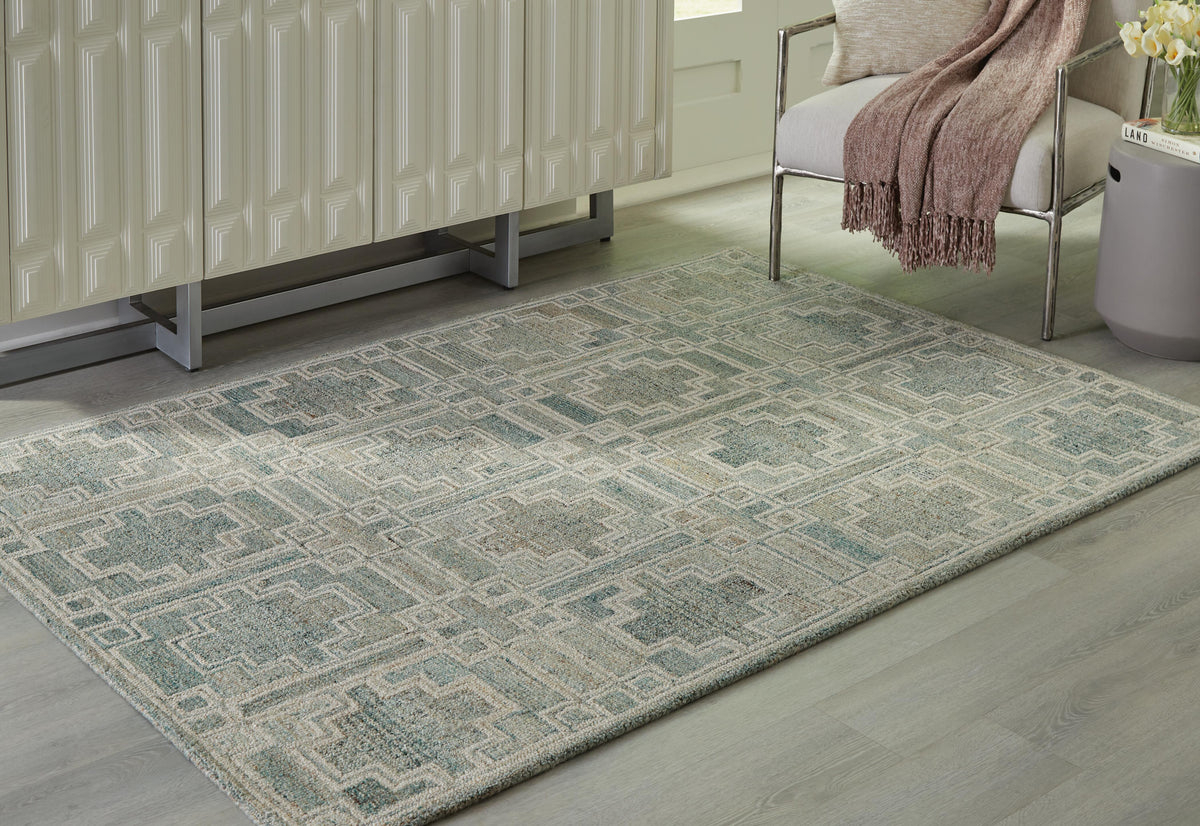 Jossland 5' x 7' Rug in Green/Ivory, alternate view 3