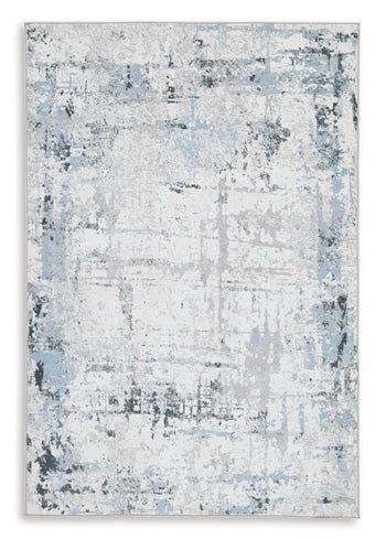 Emertonly 5' x 7' Washable Rug in Blue/White/Gray