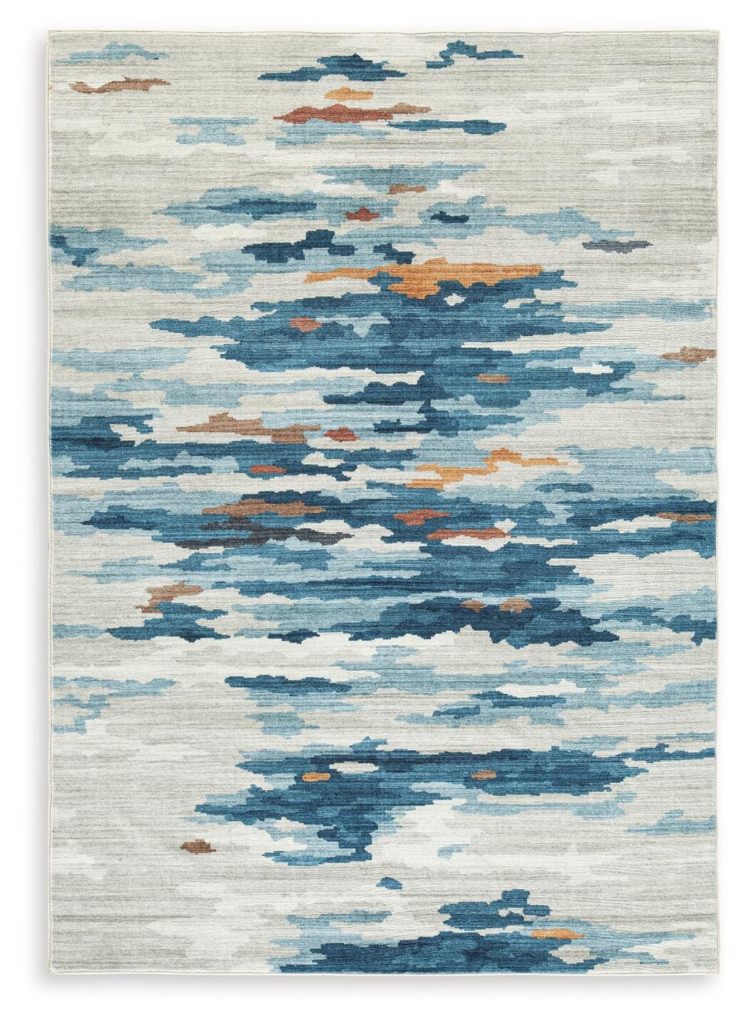 Vinlett 8' x 10' Washable Rug in Cream/Blue/Brown, alternate view 2