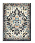 Leningston 8' x 10' Washable Rug in Black/Cream/Blue