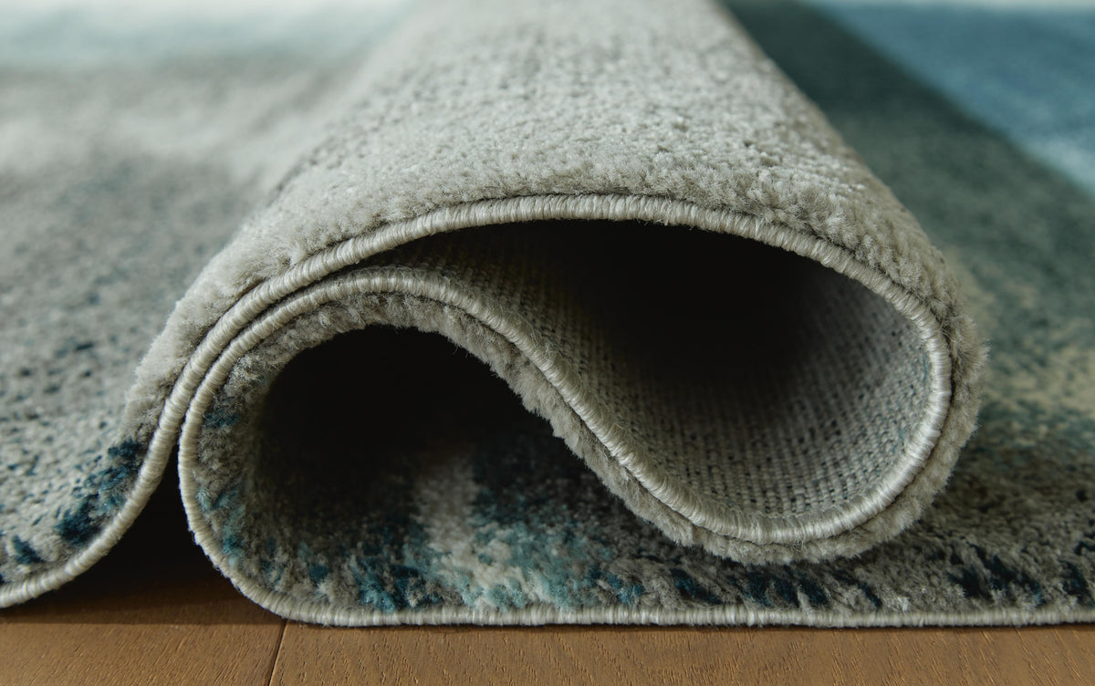Brentward 5' x 7' Rug in Blue/Gray/Ivory, detail view