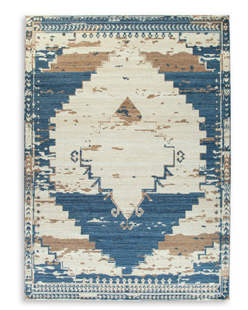 Varnler 10' x 14' Rug in Blue/Brown/Tan