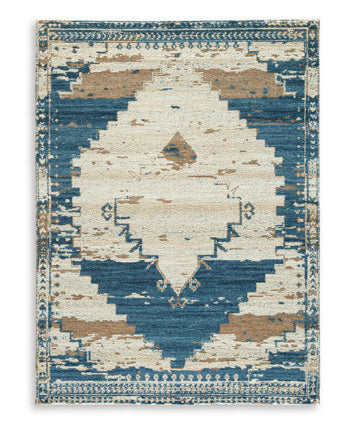 Varnler 5' x 7' Rug in Blue/Brown/Tan